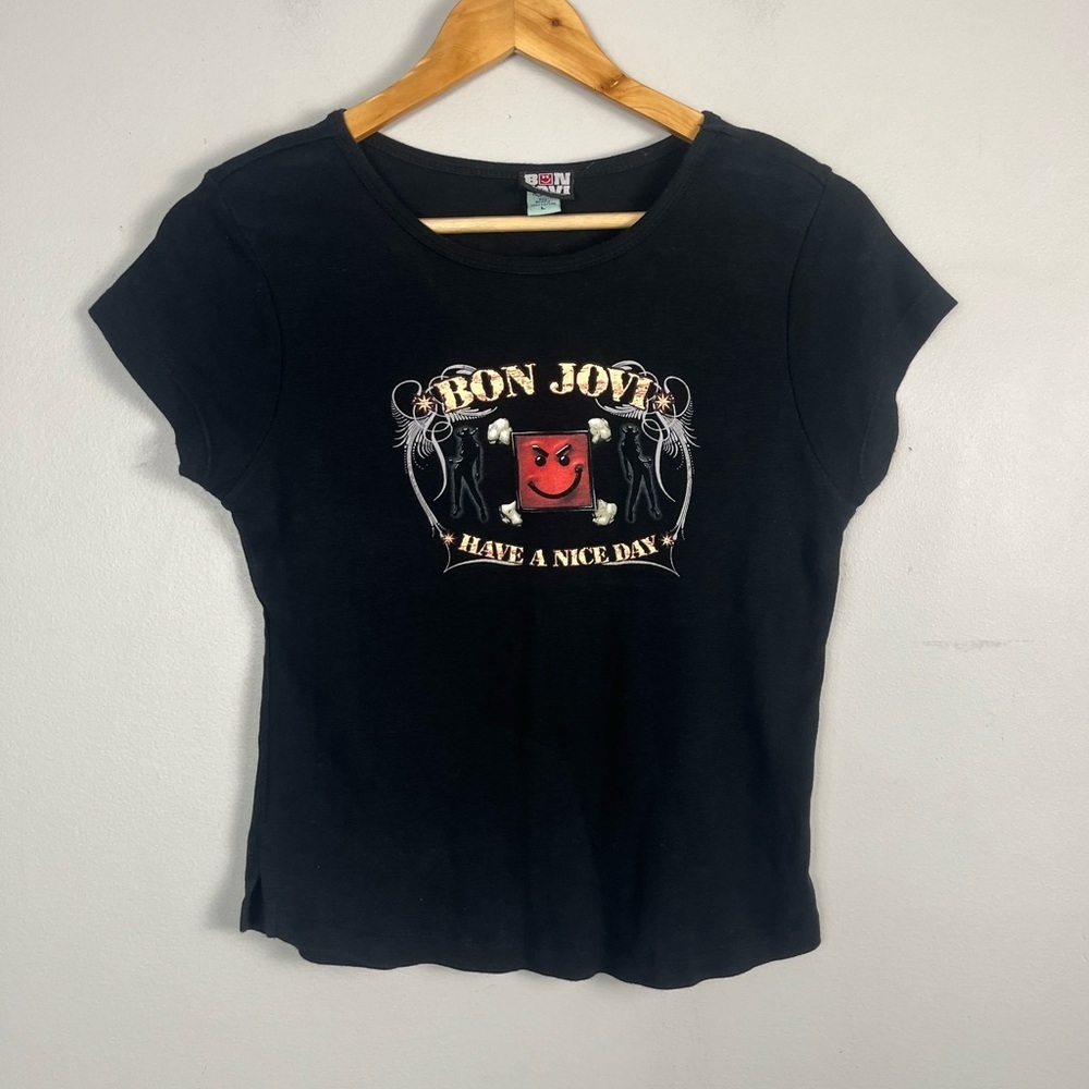 Vintage 2005 Y2K Bon Jovi Have A Nice Day band baby tee womens size large
